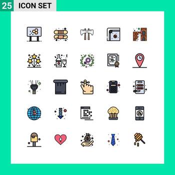 User Interface Pack of 25 Basic Filled line Flat Colors of home game treatment fun tool Editable Vector Design Elements