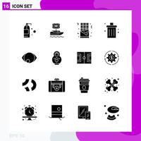 Solid Icon set Pack of 16 Glyph Icons isolated on White Background for Web Print and Mobile vector