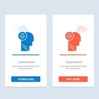 Business Head Idea Mind Think  Blue and Red Download and Buy Now web Widget Card Template vector