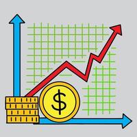 Print design hand drawn money rise curve illustration vector