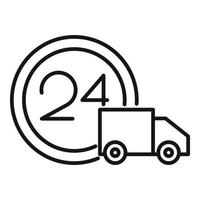 24 hour home delivery icon, outline style vector