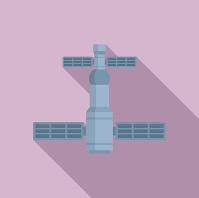 Exploration space station icon flat vector. International rocket