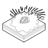 icono de caída de meteoritos en estilo de contorno vector