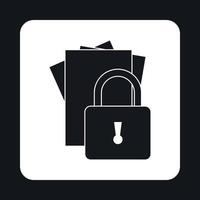 Document protection icon, simple style vector