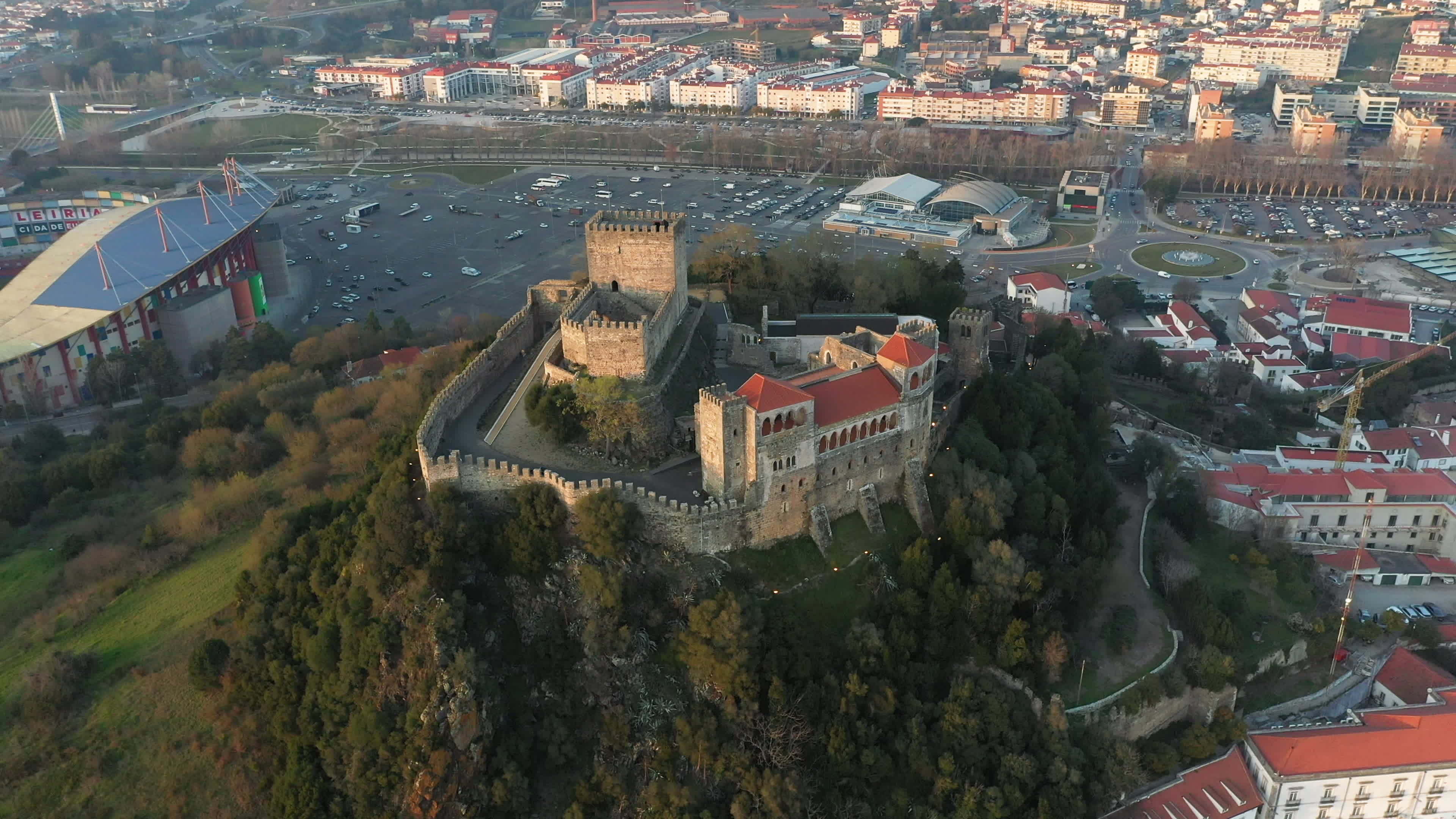 Impressive View Of The Iconic Leiria Castle In Portugal aerial shot 14637046 Stock Video at