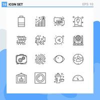 Set of 16 Modern UI Icons Symbols Signs for paper festival conversation party celebration Editable Vector Design Elements