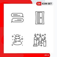 Creative Set of 4 Universal Outline Icons isolated on White Background vector