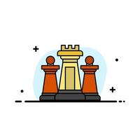 Chess Computer Strategy Tactic Technology  Business Flat Line Filled Icon Vector Banner Template