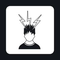 Man and lightnings near head icon, simple style vector