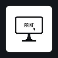 Print word on a computer monitor icon simple style vector
