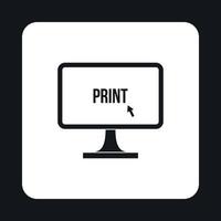 imprimir palabra en un icono de monitor de computadora estilo simple vector