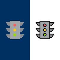 Light Traffic signal Navigation rule  Icons Flat and Line Filled Icon Set Vector Blue Background