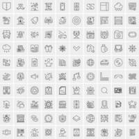 paquete de 100 iconos de líneas universales para móviles y web vector