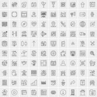 paquete de 100 iconos de líneas universales para móviles y web vector