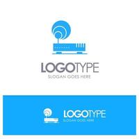 Connection Hardware Internet Network Blue Solid Logo with place for tagline vector