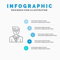 Man User Manager Student Line icon with 5 steps presentation infographics Background vector