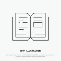 Book Education Knowledge Text Line Icon Vector