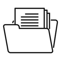 Open folder documents icon, outline style vector