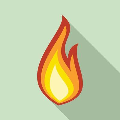 Fire flame explosion icon, flat style