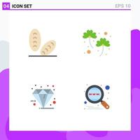 Mobile Interface Flat Icon Set of 4 Pictograms of baguette friday clover patrick special Editable Vector Design Elements