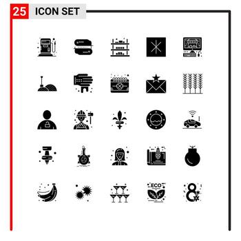 25 Universal Solid Glyphs Set for Web and Mobile Applications shop ecommerce commerce refrigerator fridge Editable Vector Design Elements