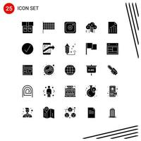 25 Universal Solid Glyphs Set for Web and Mobile Applications success report ladder page document Editable Vector Design Elements