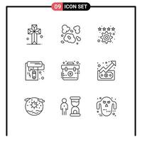 9 Creative Icons Modern Signs and Symbols of emergency tool bookmark roller wall paint Editable Vector Design Elements