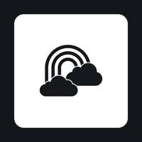 Rainbow and cloud icon, simple style vector
