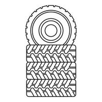 icono de pila de neumáticos, estilo de esquema vector