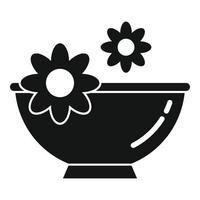 icono de cuenco de flores de aceites esenciales, estilo simple vector