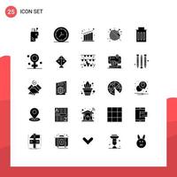 Set of 25 Vector Solid Glyphs on Grid for user interface growth delete fashion Editable Vector Design Elements
