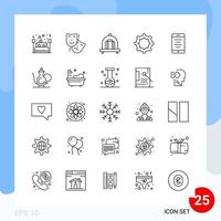 Modern Pack of 25 Icons Line Outline Symbols isolated on White Backgound for Website designing vector