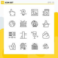 Collection of 16 Universal Line Icons Icon Set for Web and Mobile vector