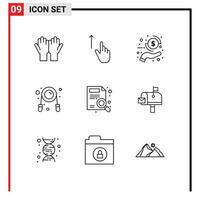 Modern Set of 9 Outlines and symbols such as gym fitness gestures exercise money Editable Vector Design Elements