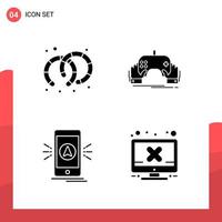Pack of 4 Universal Glyph Icons for Print Media on White Background vector