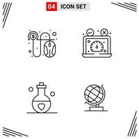 4 Icons Line Style Grid Based Creative Outline Symbols for Website Design Simple Line Icon Signs Isolated on White Background 4 Icon Set vector