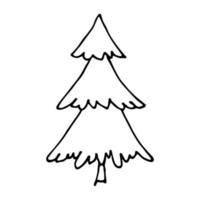 Christmas tree hand drawn clipart. Spruce doodle. Single element for card, print, web, design, decor vector