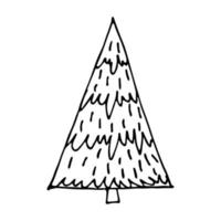 Christmas tree hand drawn clipart. Spruce doodle. Single element for card, print, web, design, decor vector