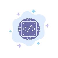 icono azul del producto de gestión de implementación personalizada de código en el fondo abstracto de la nube vector