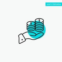 Savings Care Coin Economy Finance Guarder Money Save turquoise highlight circle point Vector icon