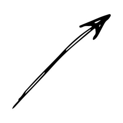 Hand drawn ink arrow illustration in sketch style. Business doodle clipart. Single element for design