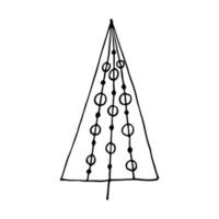 clipart dibujado a mano del árbol de navidad. garabato de abeto. elemento único para tarjeta, impresión, web, diseño, decoración vector