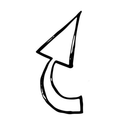 Hand drawn ink arrow illustration in sketch style. Business doodle clipart. Single element for design