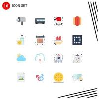 Set of 16 Modern UI Icons Symbols Signs for juice diet santa bottle hotdog Editable Pack of Creative Vector Design Elements