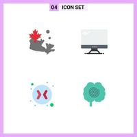 Editable Vector Line Pack of 4 Simple Flat Icons of map change arrows computer imac brain Editable Vector Design Elements