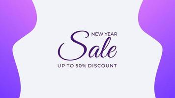 New Year sale background banner template design with purple color Free Vector