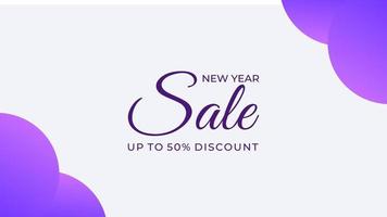 New Year sale background banner template design with purple color Free Vector