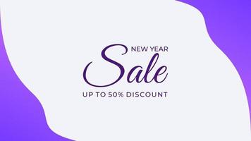 New Year sale background banner template design with purple color Free Vector