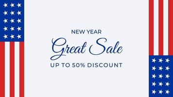 new year great sale background with american flag. suitable to use on new year event. vector