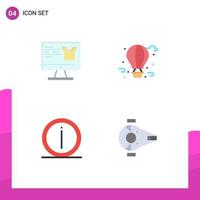 Pictogram Set of 4 Simple Flat Icons of computer faq shopping fly balloon info Editable Vector Design Elements